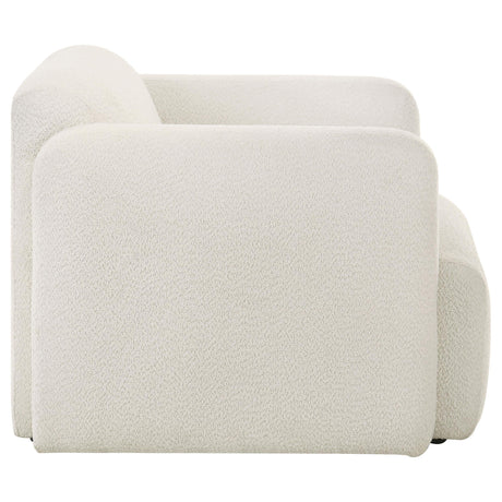 Dorset White Fabric Upholstered Round Track Arm Accent Chair by Coaster at Eve Furniture