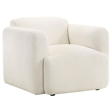 Dorset White Fabric Upholstered Round Track Arm Accent Chair by Coaster at Eve Furniture