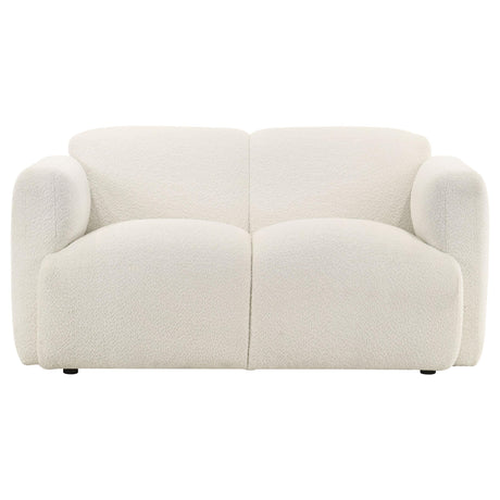 Dorset White Fabric Upholstered Round Track Arm Loveseat by Coaster at Eve Furniture