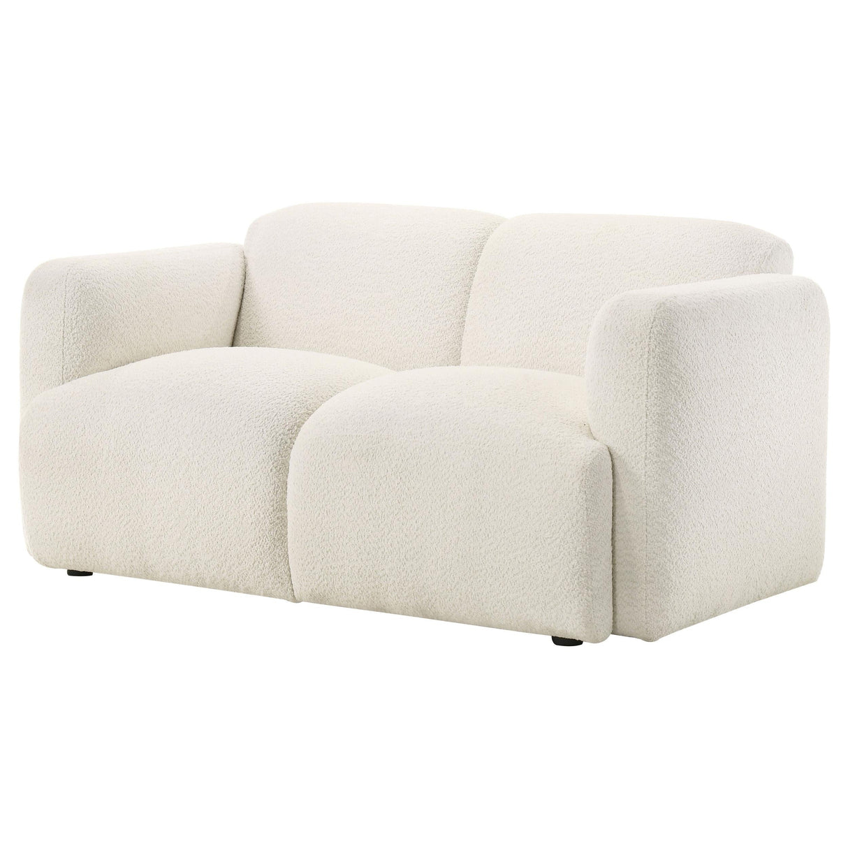 Dorset White Fabric Upholstered Round Track Arm Loveseat by Coaster at Eve Furniture