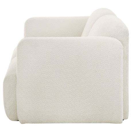 Dorset White Fabric Upholstered Round Track Arm Loveseat by Coaster at Eve Furniture