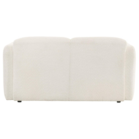 Dorset White Fabric Upholstered Round Track Arm Loveseat by Coaster at Eve Furniture