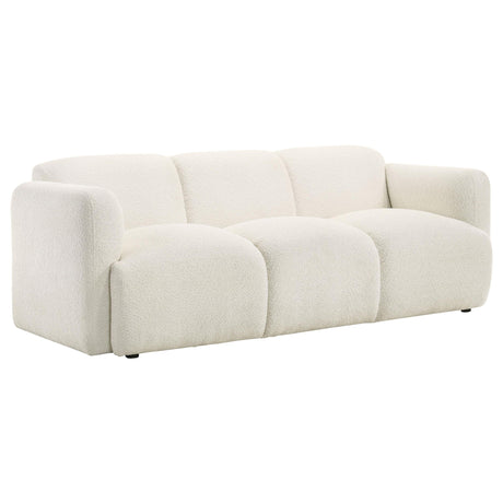 Dorset White Fabric Upholstered Round Track Arm Sofa by Coaster at Eve Furniture