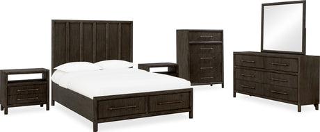 Dorsey Basalt Grey California King Wooden Two Drawer Storage Bed by Modus Furniture at Eve Furniture