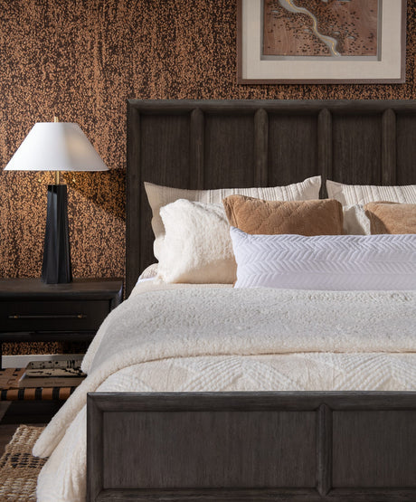 Dorsey Basalt Grey King Wooden Panel Bed by Modus Furniture at Eve Furniture