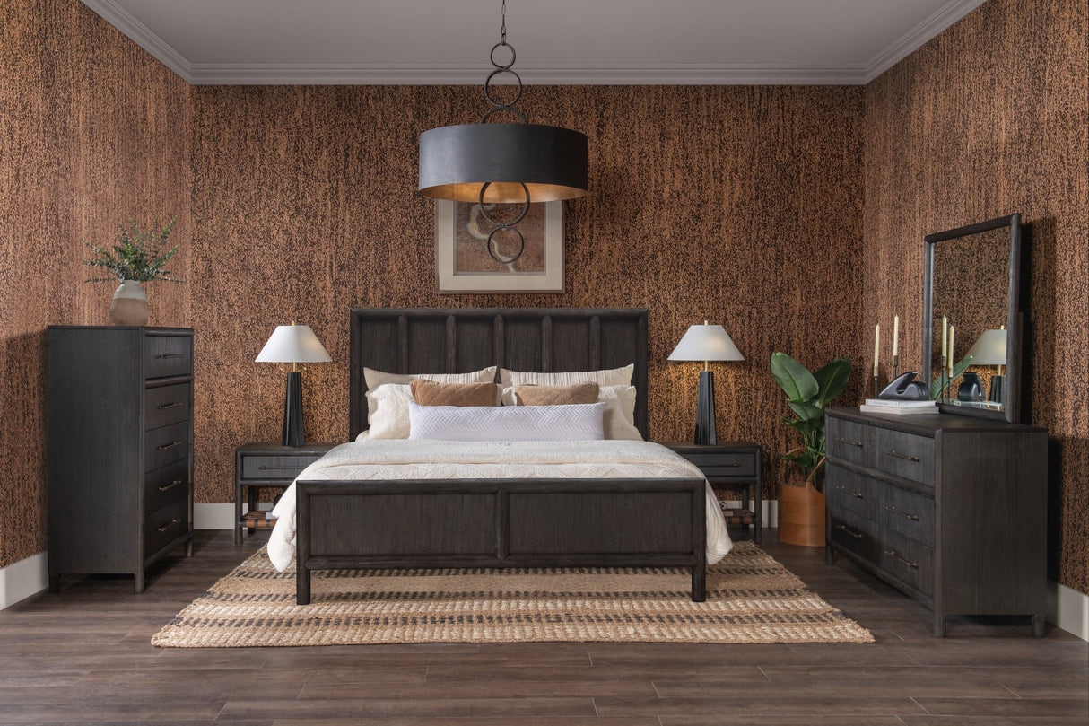 Dorsey Basalt Grey Queen Wooden Panel Bed by Modus Furniture at Eve Furniture