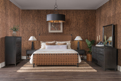 Dorsey Basalt Grey/Ginger King Woven Panel Bed by Modus Furniture at Eve Furniture