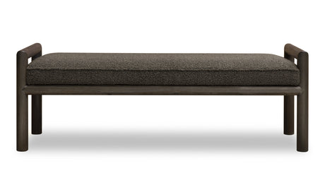 Dorsey Boucle Upholstered Wooden Bench in Basalt Grey and Pumpernickel by Modus Furniture at Eve Furniture