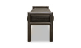Dorsey Boucle Upholstered Wooden Bench in Basalt Grey and Pumpernickel by Modus Furniture at Eve Furniture
