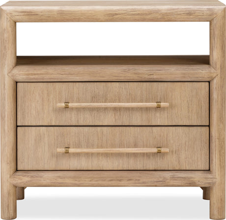 Dorsey Granola Two Drawer USB-charging Nightstand in Granola by Modus Furniture at Eve Furniture