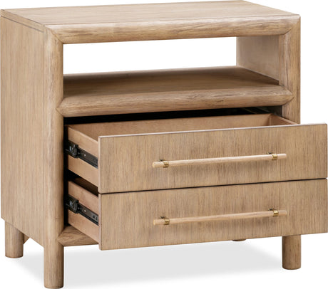 Dorsey Granola Two Drawer USB-charging Nightstand in Granola by Modus Furniture at Eve Furniture