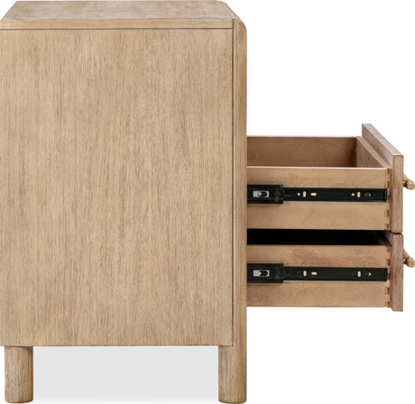 Dorsey Granola Two Drawer USB-charging Nightstand in Granola by Modus Furniture at Eve Furniture