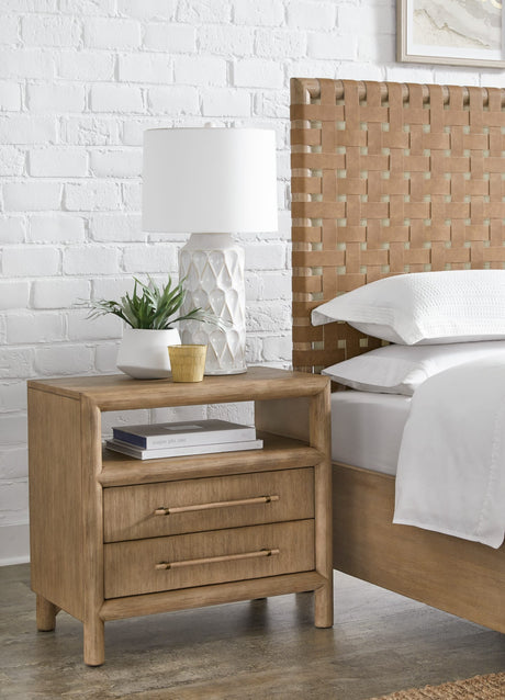 Dorsey Granola Two Drawer USB-charging Nightstand in Granola by Modus Furniture at Eve Furniture