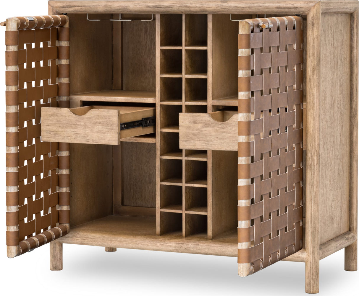 Dorsey Granola Woven Bar Cabinet by Modus Furniture at Eve Furniture