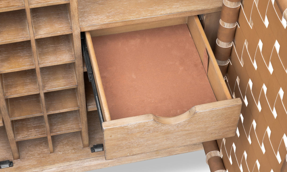 Dorsey Granola Woven Bar Cabinet by Modus Furniture at Eve Furniture