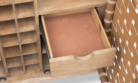 Dorsey Granola Woven Bar Cabinet by Modus Furniture at Eve Furniture