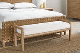 Dorsey Granola/Ricotta Boucle Upholstered Wooden Bench by Modus Furniture at Eve Furniture
