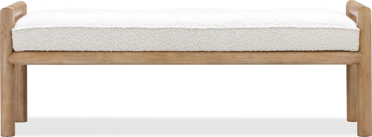 Dorsey Granola/Ricotta Boucle Upholstered Wooden Bench by Modus Furniture at Eve Furniture