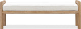 Dorsey Granola/Ricotta Boucle Upholstered Wooden Bench by Modus Furniture at Eve Furniture
