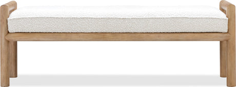 Dorsey Granola/Ricotta Boucle Upholstered Wooden Bench by Modus Furniture at Eve Furniture