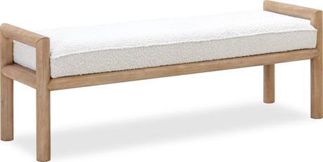 Dorsey Granola/Ricotta Boucle Upholstered Wooden Bench by Modus Furniture at Eve Furniture