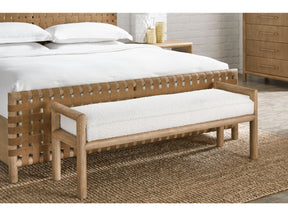 Dorsey Granola/Ricotta Boucle Upholstered Wooden Bench by Modus Furniture at Eve Furniture