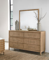 Dorsey Solid Wood and Glass Mirror in Granola by Modus Furniture at Eve Furniture
