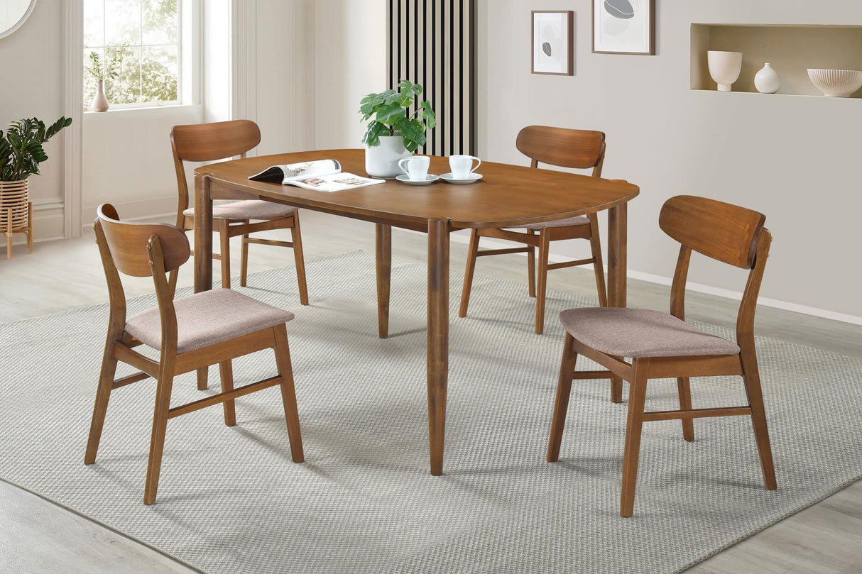 Dortch Walnut 5-Piece Oval Solid Wood Dining Set