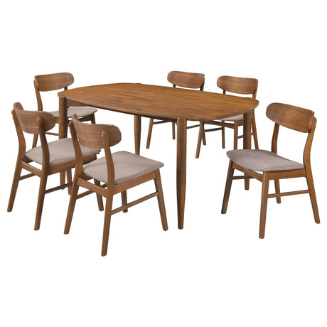 Dortch Walnut 7-Piece Oval Solid Wood Dining Set