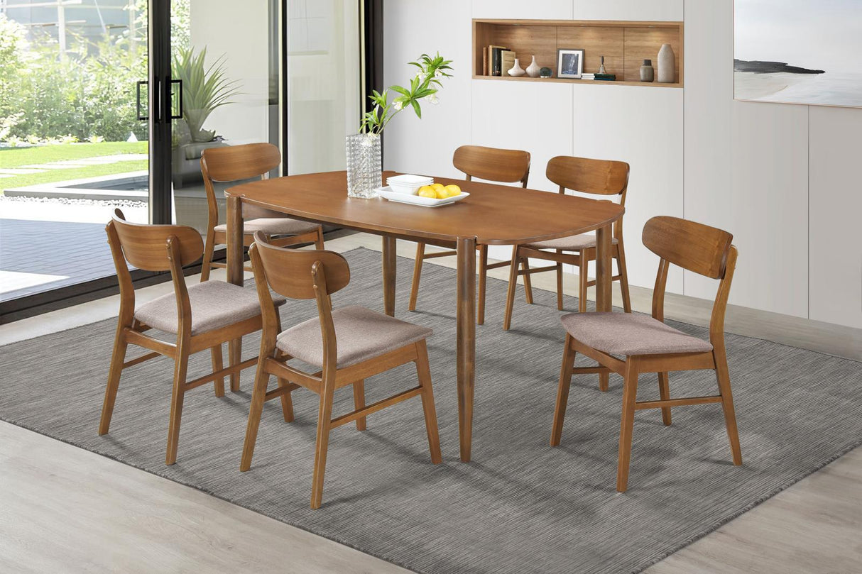 Dortch Walnut 7-Piece Oval Solid Wood Dining Set