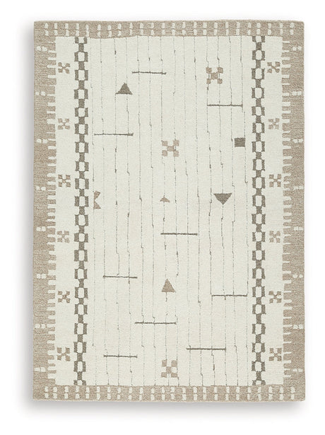 Dot Cream/Brown/Taupe Medium Rug by Ashley at Eve Furniture