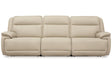 Double Deal Almond 3-Piece Dual Power Leather Reclining Modular Sofa by Ashley at Eve Furniture