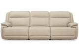 Double Deal Almond 3-Piece Dual Power Leather Reclining Modular Sofa by Ashley at Eve Furniture