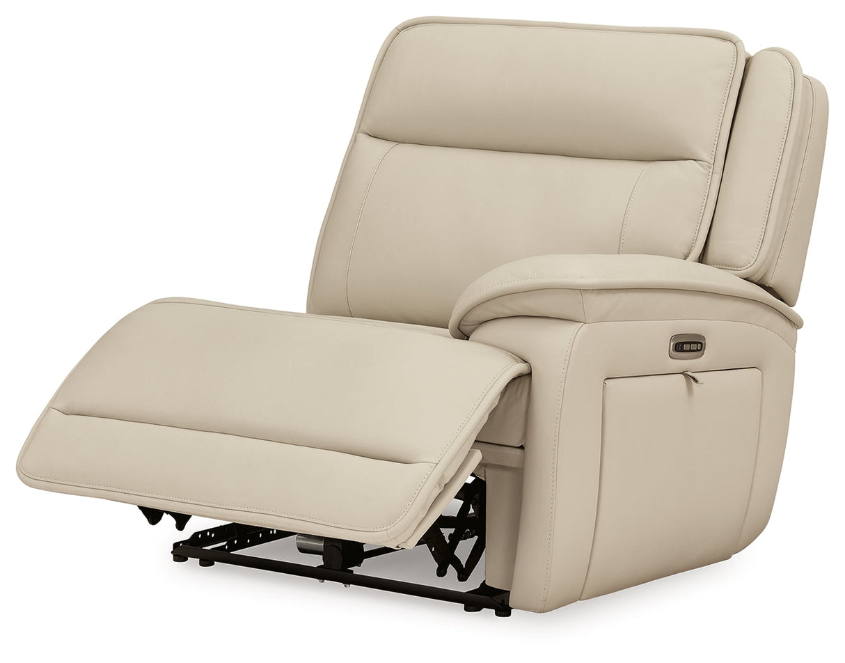 Double Deal Almond 4-Piece Dual Power Leather Reclining Modular Sectional by Ashley at Eve Furniture