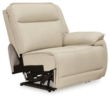 Double Deal Almond 4-Piece Dual Power Leather Reclining Modular Sectional by Ashley at Eve Furniture