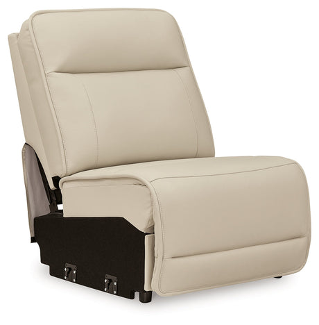 Double Deal Almond 4-Piece Dual Power Leather Reclining Modular Sectional by Ashley at Eve Furniture