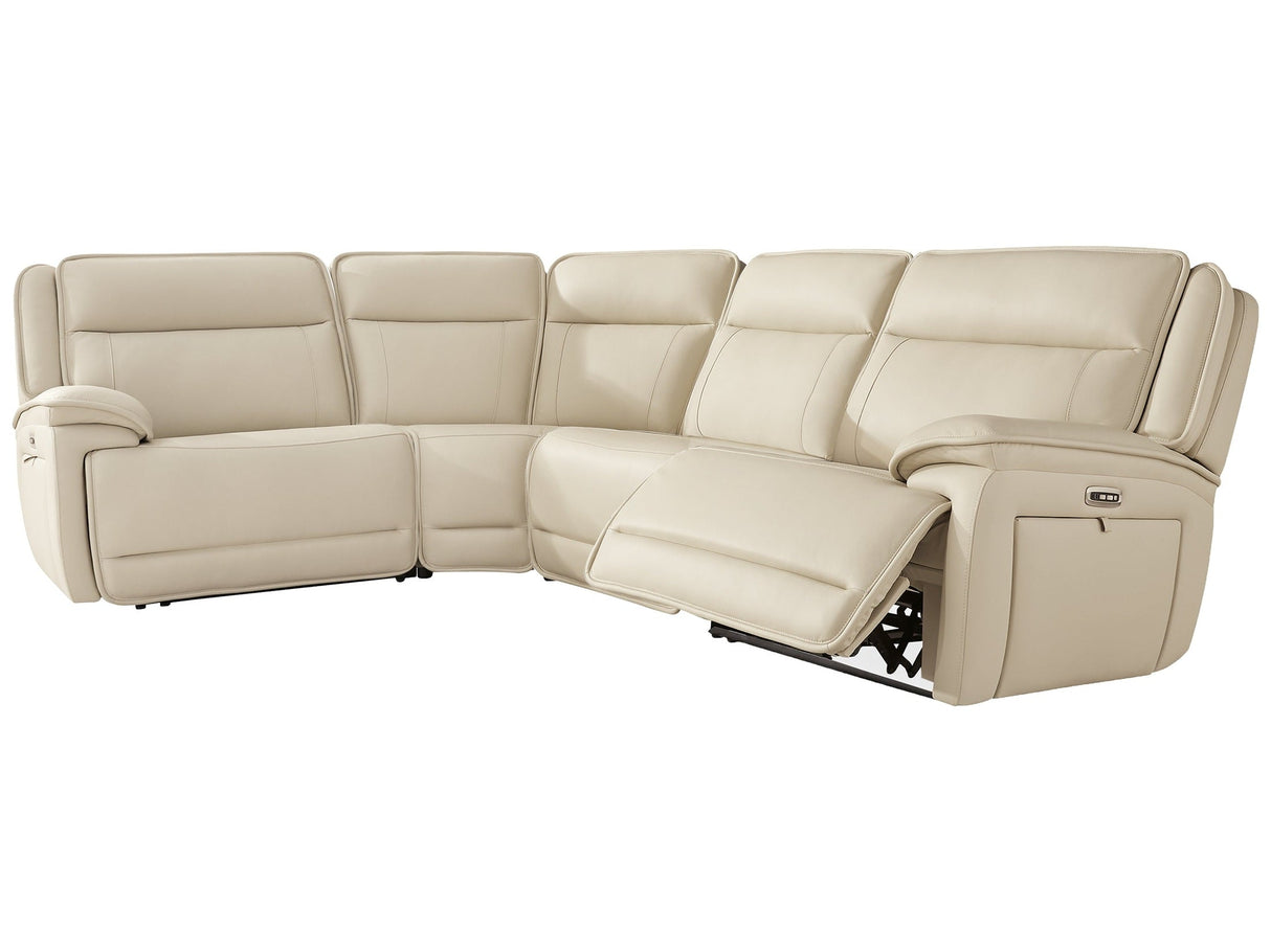 Double Deal Almond 4-Piece Dual Power Leather Reclining Modular Sectional by Ashley at Eve Furniture