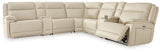 Double Deal Almond 7-Piece Power Reclining Sectional with Consoles by Ashley at Eve Furniture