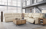 Double Deal Almond 7-Piece Power Reclining Sectional with Consoles by Ashley at Eve Furniture
