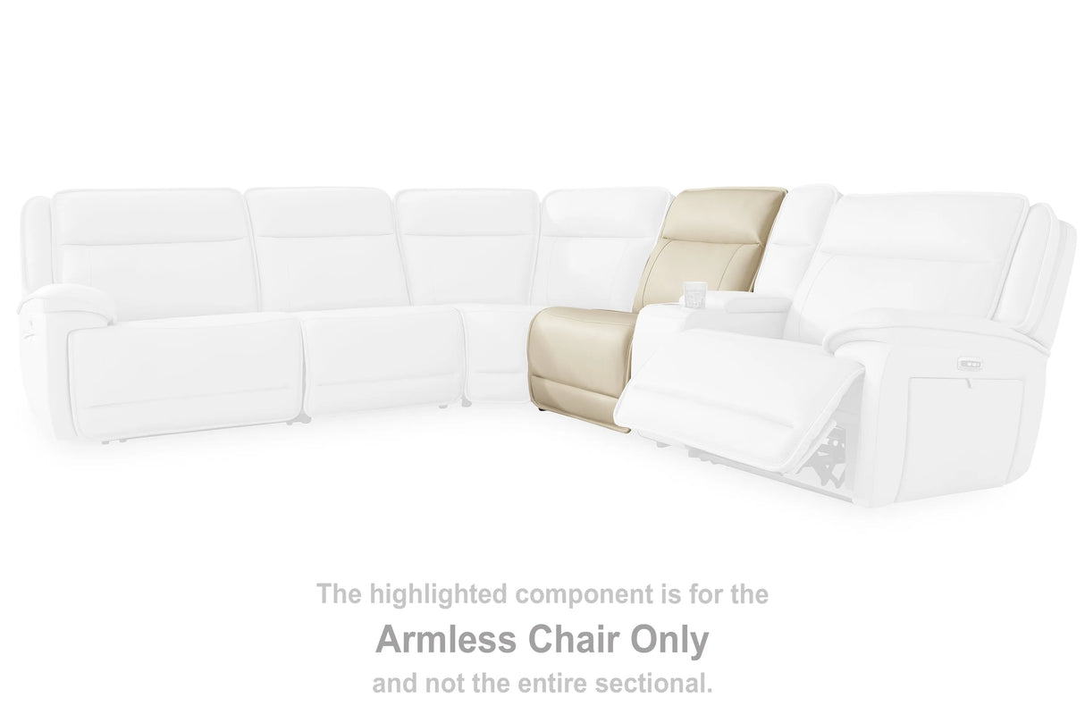 Double Deal Almond Armless Chair by Ashley at Eve Furniture
