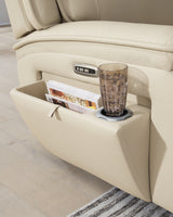 Double Deal Almond Power Reclining Sofa & Loveseat by Ashley at Eve Furniture