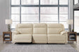 Double Deal Almond Power Reclining Sofa & Loveseat with Console by Ashley at Eve Furniture