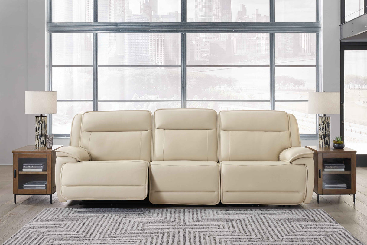 Double Deal Almond Power Reclining Sofa & Loveseat with Console by Ashley at Eve Furniture