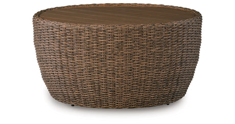 Double Point Beige Outdoor Coffee Table by Ashley at Eve Furniture
