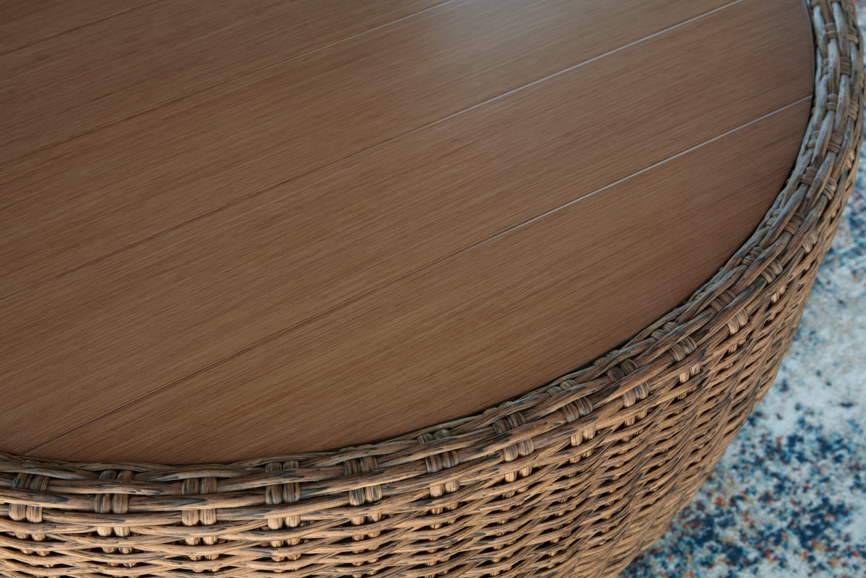 Double Point Beige Outdoor Coffee Table by ASHLEY FURNITURE at Eve Furniture