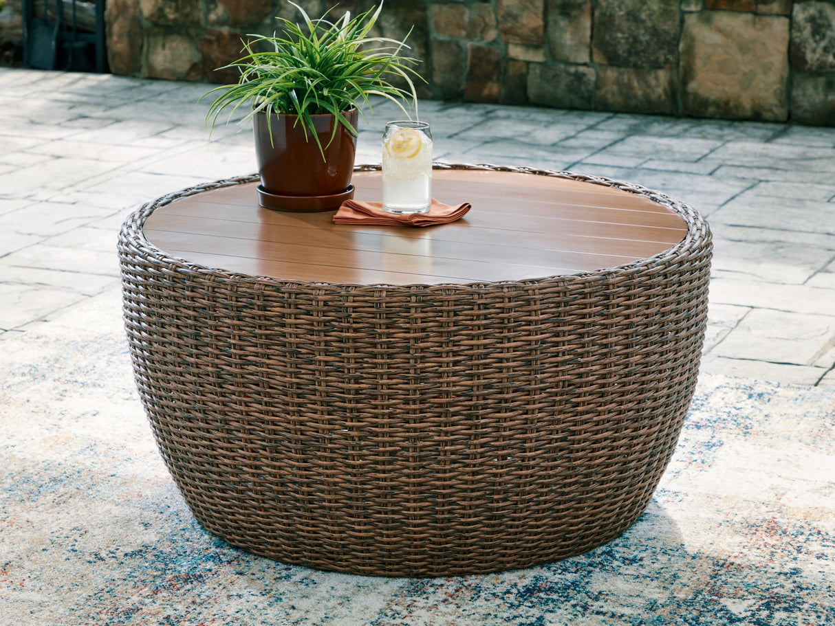 Double Point Beige Outdoor Coffee Table by ASHLEY FURNITURE at Eve Furniture