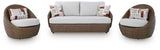 Double Point Beige Outdoor Seating Set by Ashley at Eve Furniture
