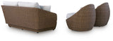 Double Point Beige Outdoor Seating Set by Ashley at Eve Furniture