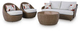 Double Point Beige Outdoor Seating Set by Ashley at Eve Furniture