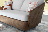 Double Point Beige Outdoor Seating Set by Ashley at Eve Furniture